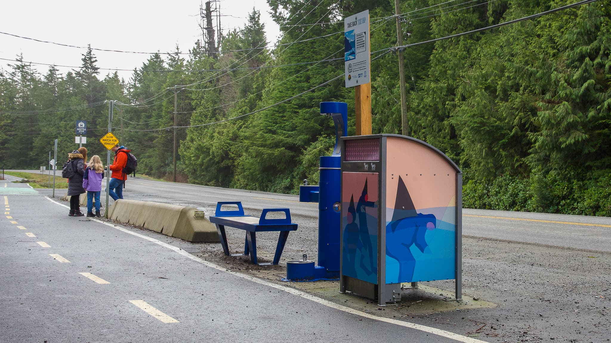 Wishbone Custom Wrapped  Freedom 55 Bear Resistant Waste Receptacle In Tofino BC