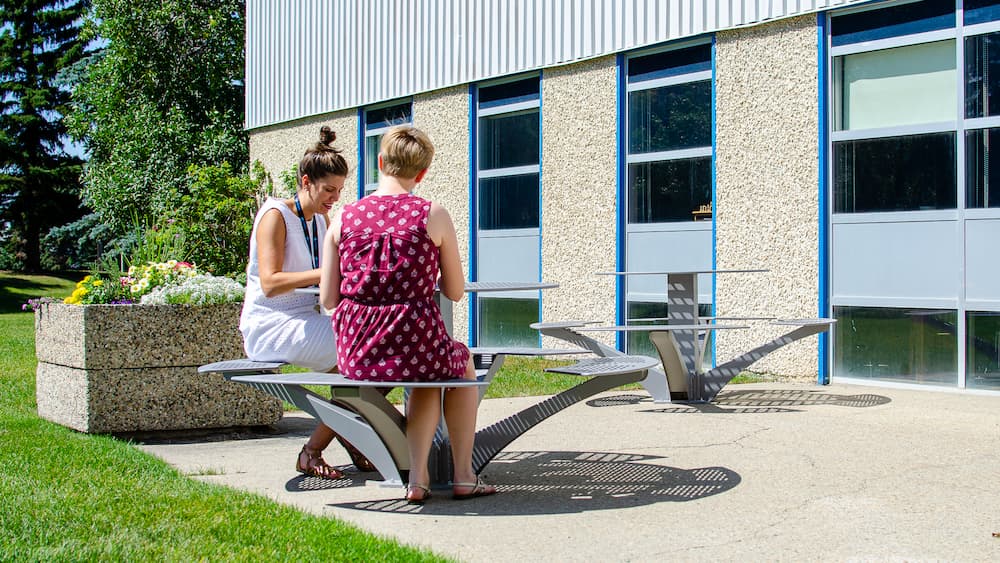 Wishbone Urban Space Picnic Tables at Kings University in Edmonton Alberta sm